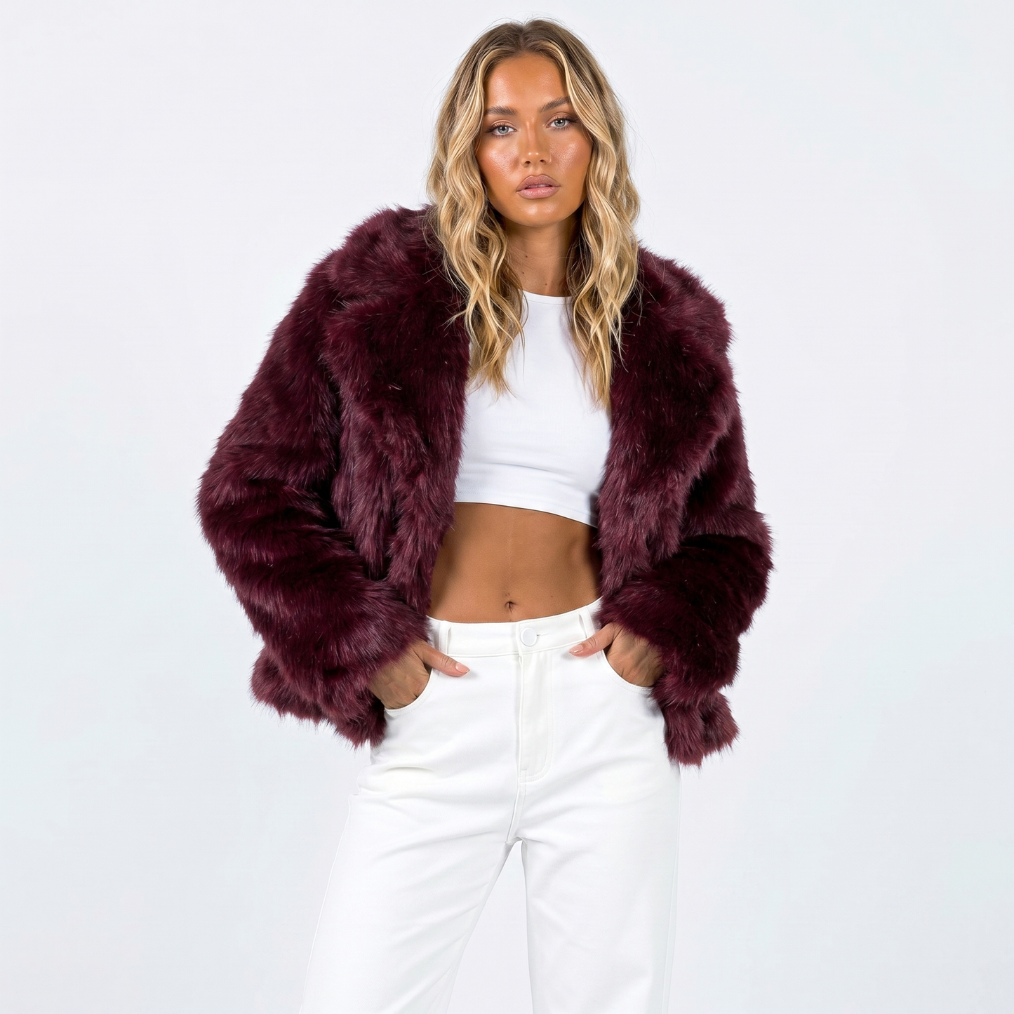 Women's Shaggy Faux Fur Coat Luxury Oversized Winter Jacket Wide Lapel