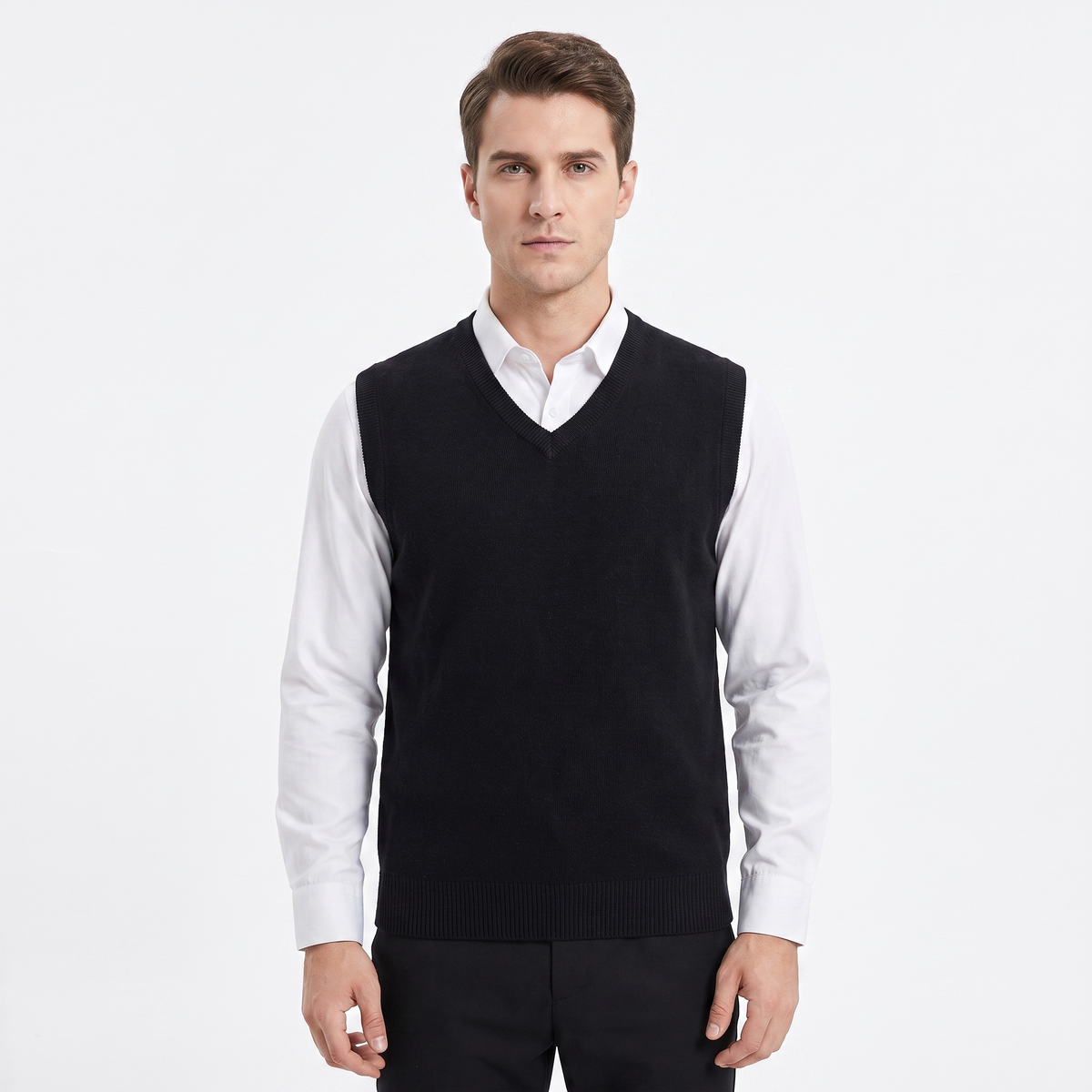 Men's Sleeveless V-Neck Sweater Winter Vest Knit Wool Pullover