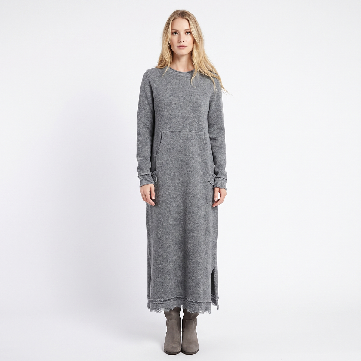 Women's Maxi Hoodie Long-Sleeve Fleece Sweatshirt Winter Dress