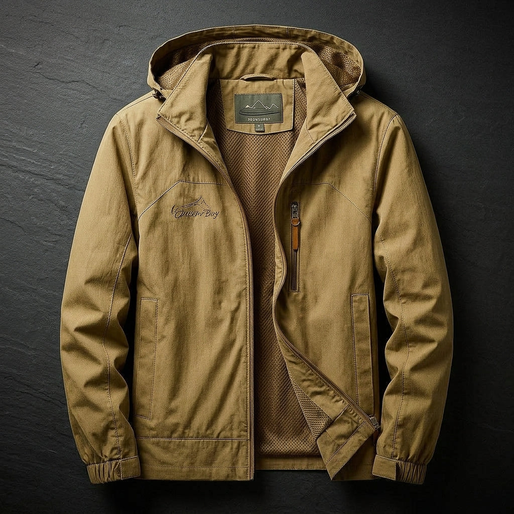 Men's Lightweight Hooded Rain Jacket in Yellow