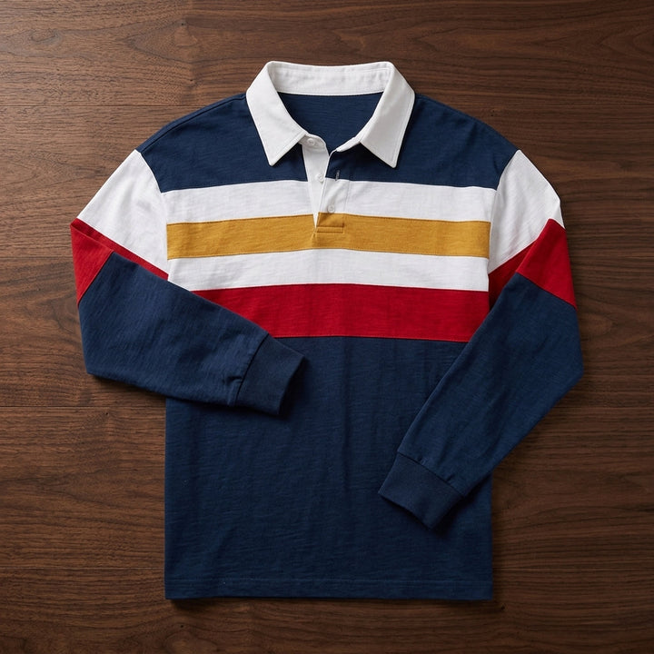 Classic Rugby Shirt for Men – Relaxed Fit Heavyweight Cotton Casual Top