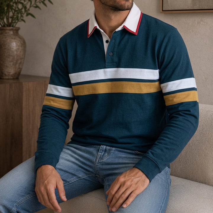 Classic Rugby Shirt for Men – Relaxed Fit Heavyweight Cotton Casual Top