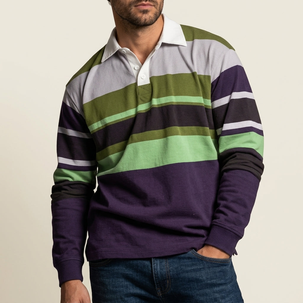 Classic Rugby Shirt for Men – Relaxed Fit Heavyweight Cotton Casual Top