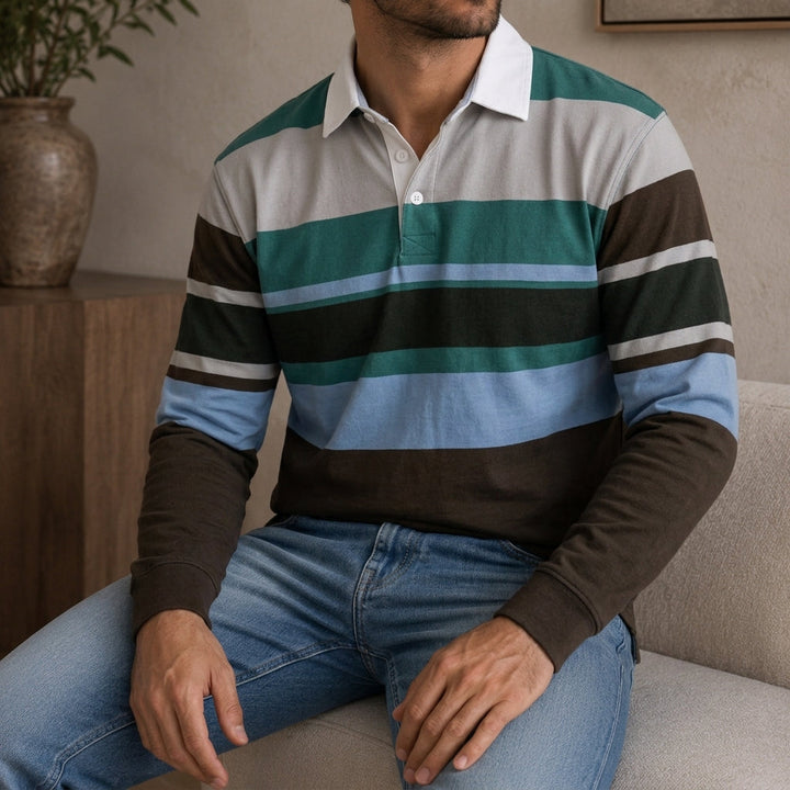 Classic Rugby Shirt for Men – Relaxed Fit Heavyweight Cotton Casual Top