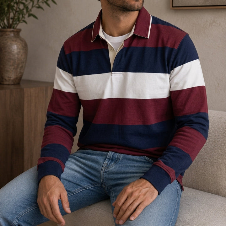 Classic Rugby Shirt for Men – Relaxed Fit Heavyweight Cotton Casual Top