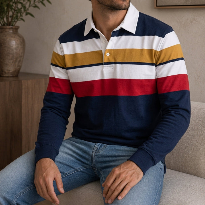 Classic Rugby Shirt for Men – Relaxed Fit Heavyweight Cotton Casual Top