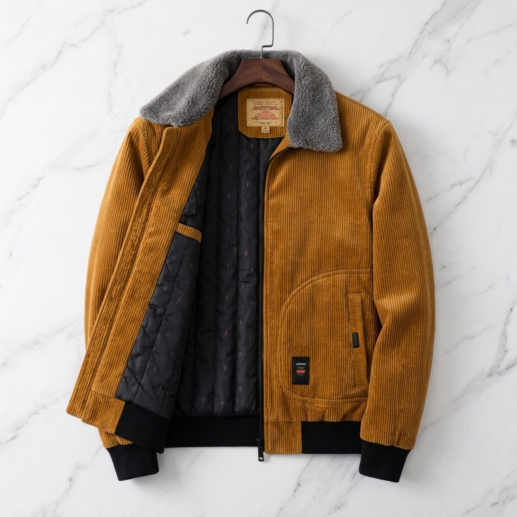 Men's Corduroy-Look Jacket in Tan
