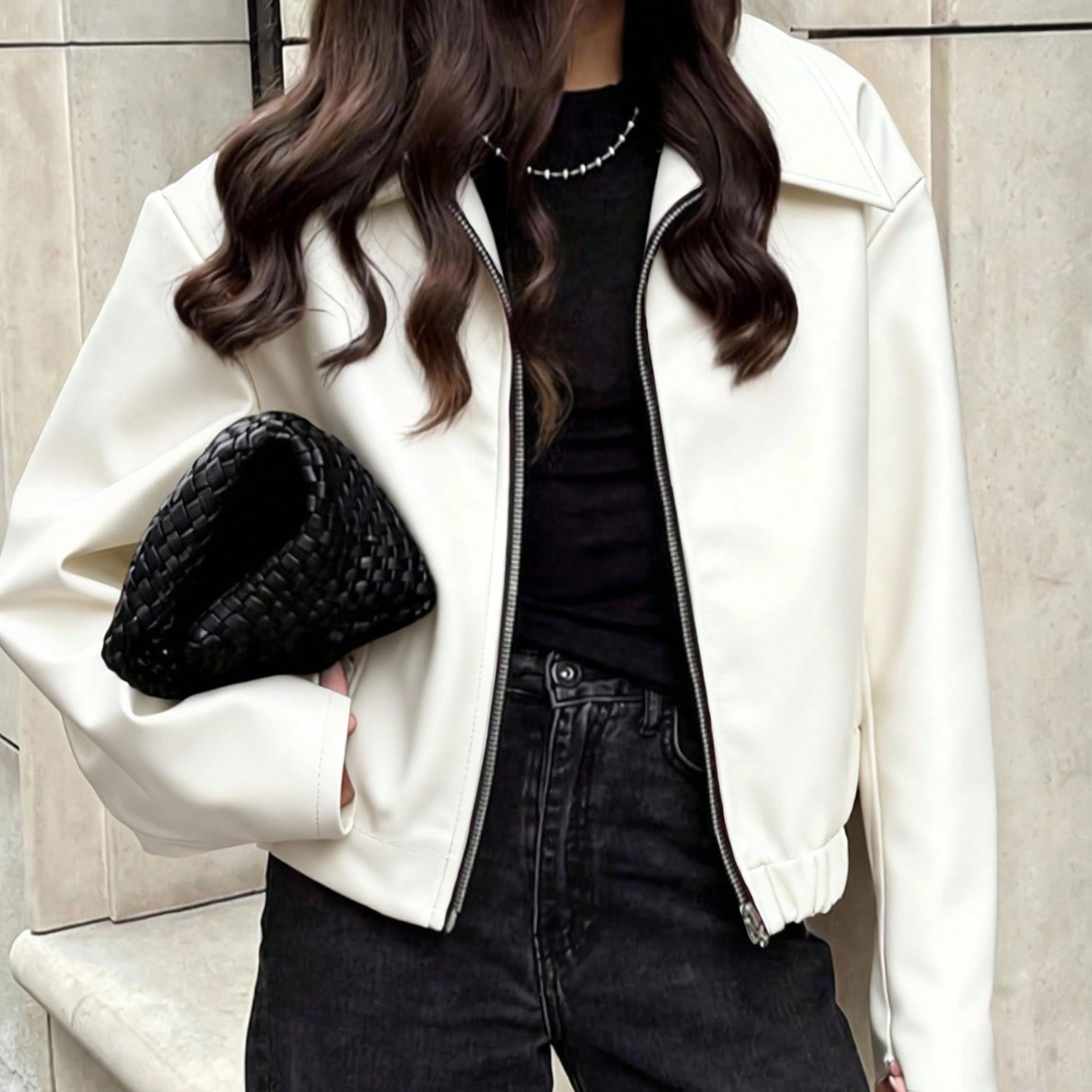 Women's Faux Leather Oversized Bomber Jacket