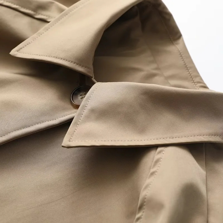 Check-Lined Single-Breasted Trench Coat