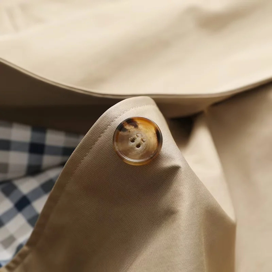 Check-Lined Single-Breasted Trench Coat
