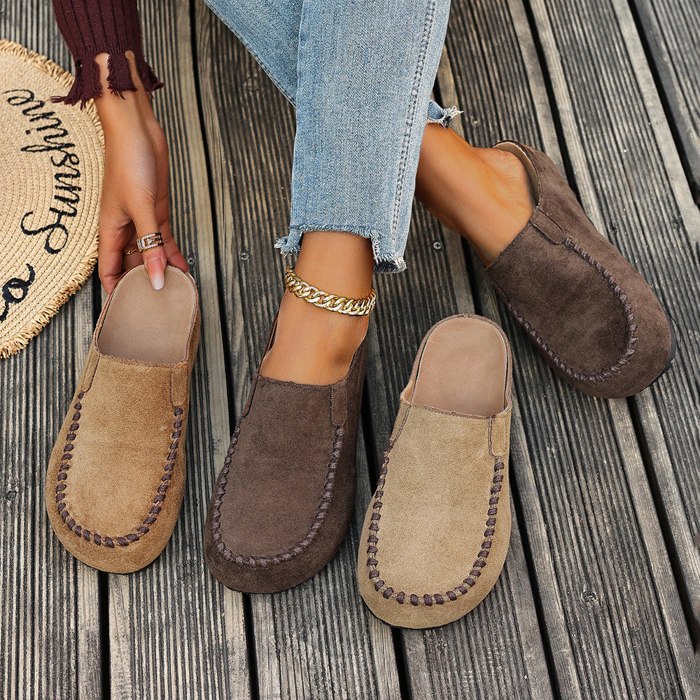 Women's Suede Slip-On Loafers – Moc Toe Comfort Flats