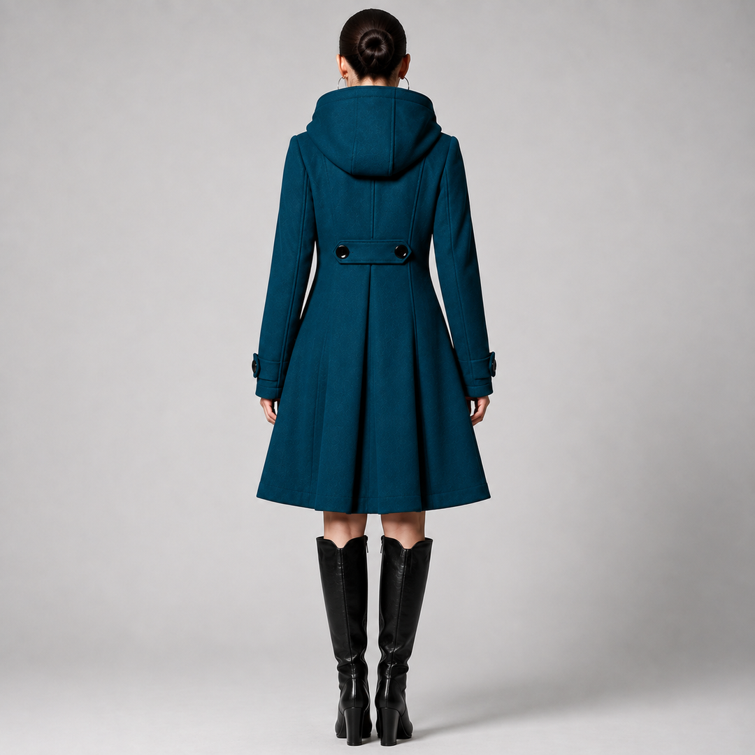 Wool Blend A-Line Hooded Coat