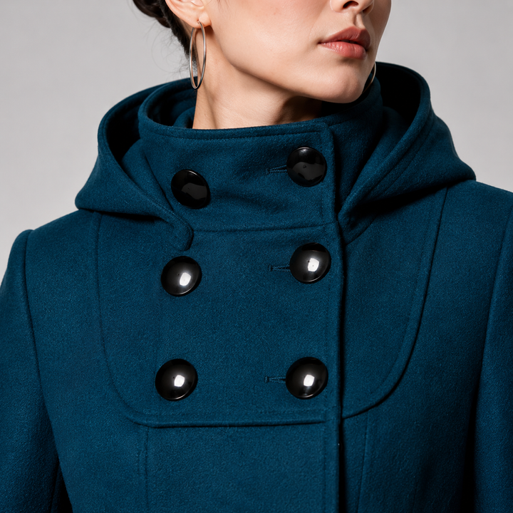Wool Blend A-Line Hooded Coat