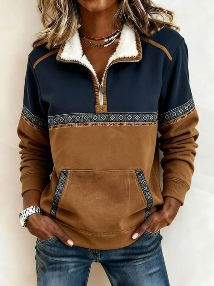 Lettice | Half-Zip Fleece-Lined Pullover for Women Multi Colored