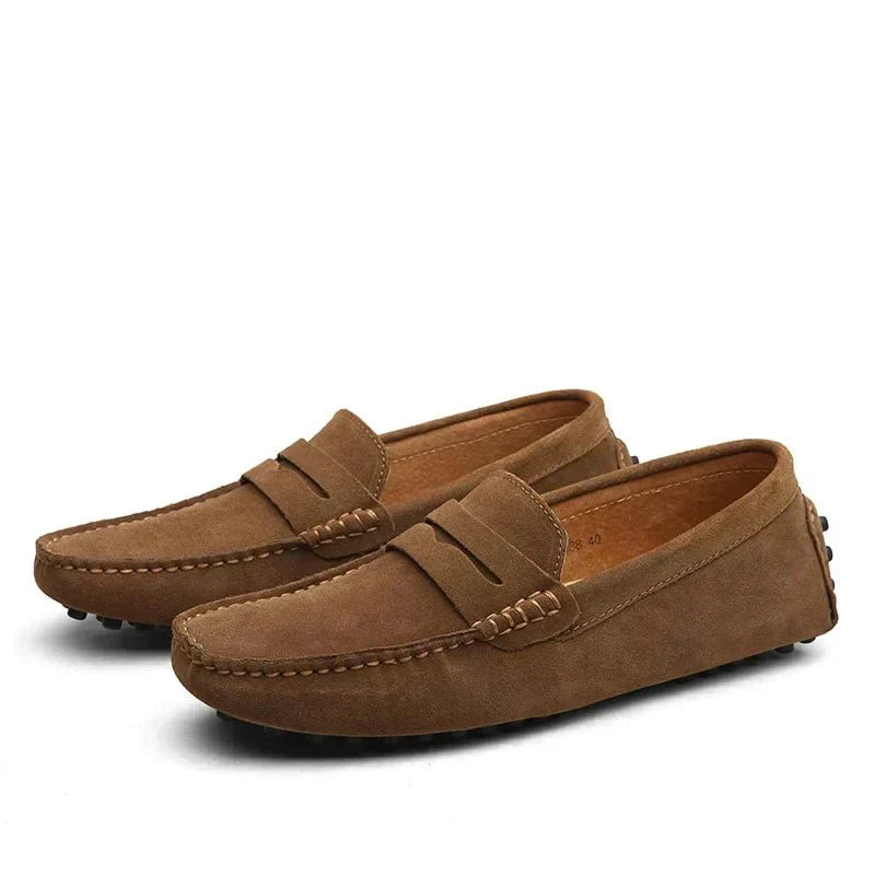 Men's Brown Suede Slip-On Loafer Flat Brown