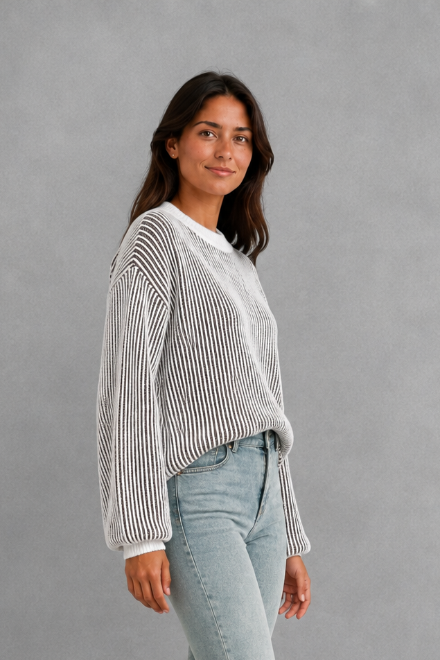 Women's Striped Drop-Shoulder Sweater