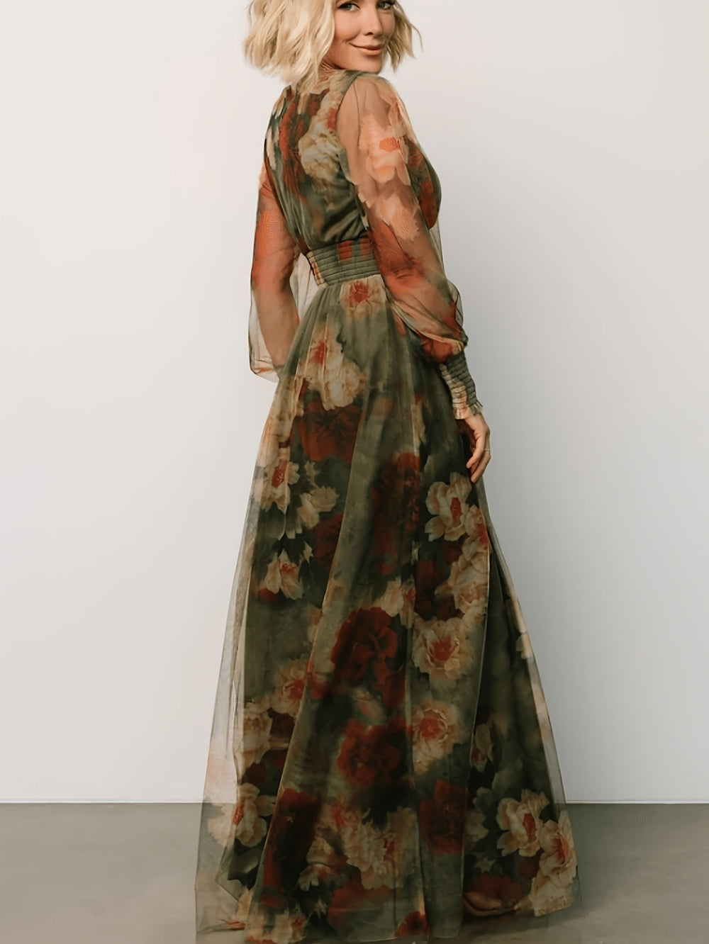 Women's Floral Evening Dress - view 2