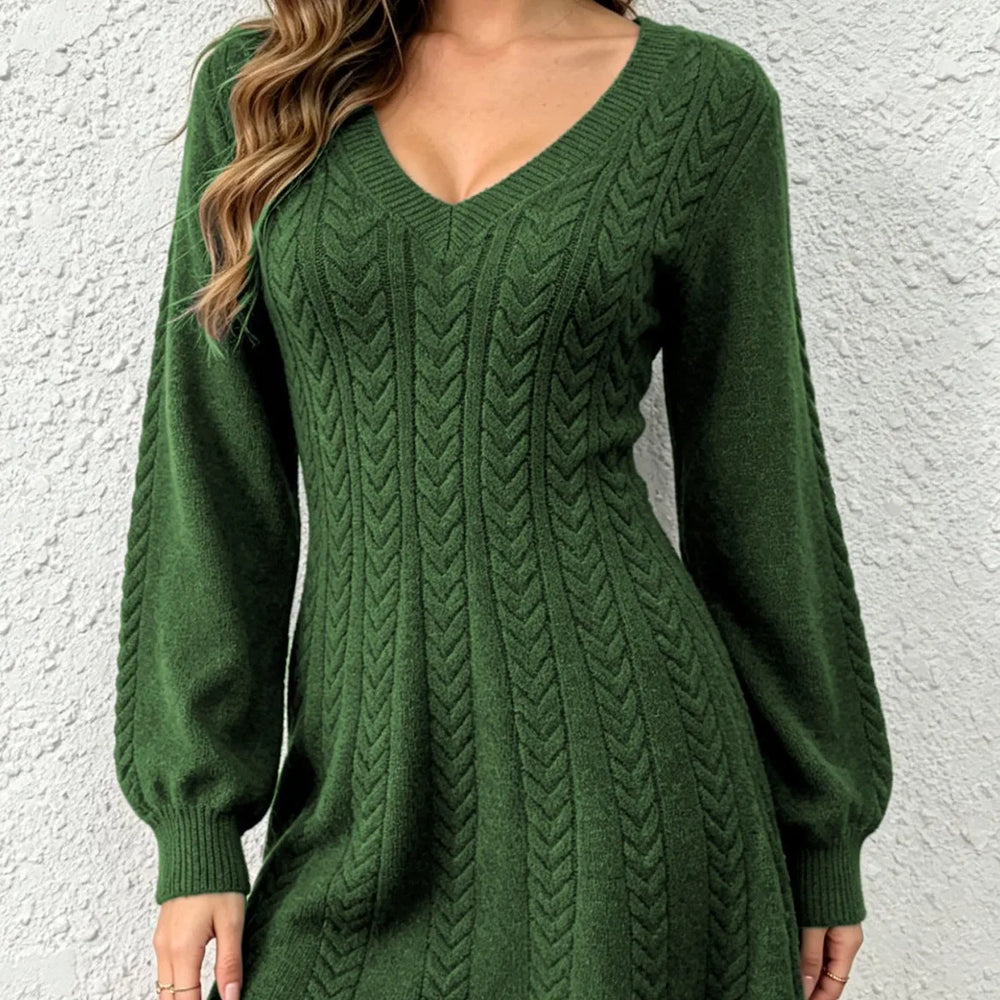 Women's Cable Knit Sweater Dress - view 2
