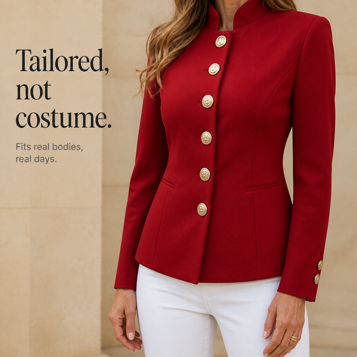 Gold Button Tailored Military Blazer