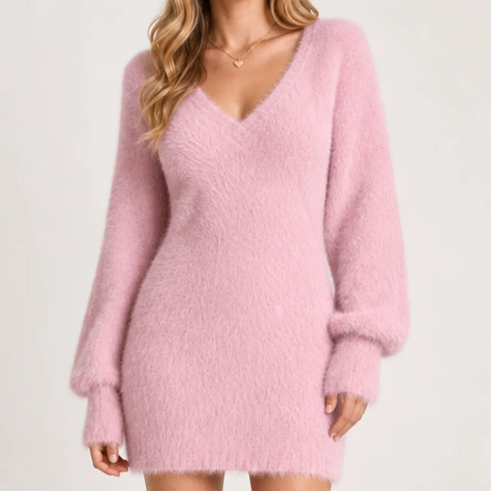 Women's Fuzzy Sweater Dress - view 2