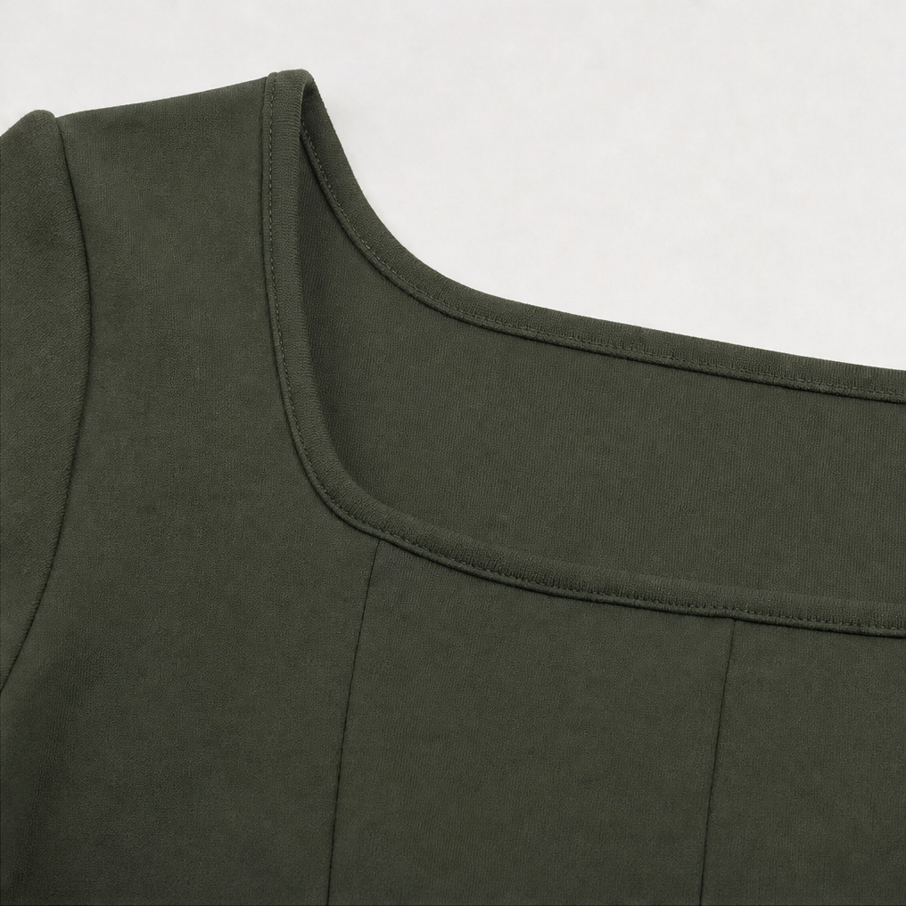 Square Neck Long Sleeve Mini Dress