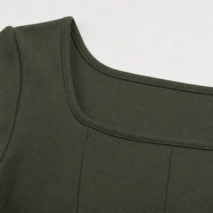 Square Neck Long Sleeve Mini Dress