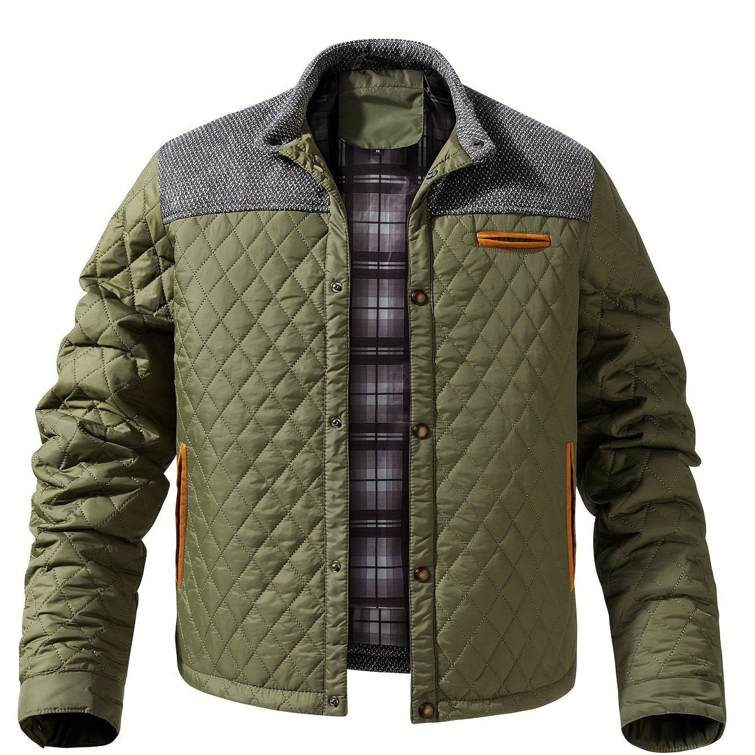 Men's Quilted Stand-Collar Jacket in Fern Green