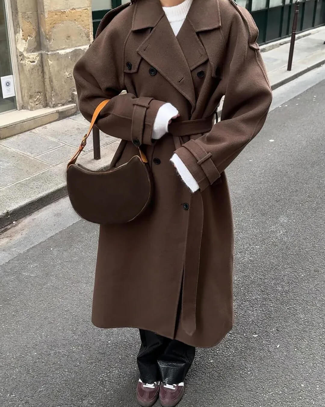 Wool Blend Longline Trench Coat
