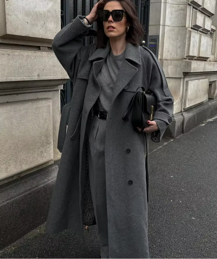 Wool Blend Longline Trench Coat