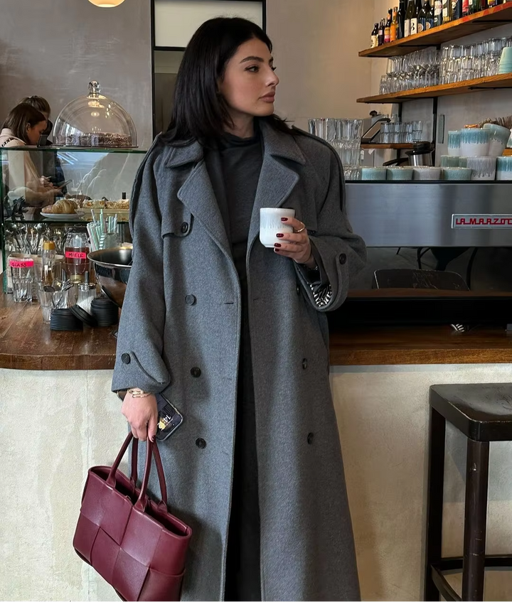 Wool Blend Longline Trench Coat
