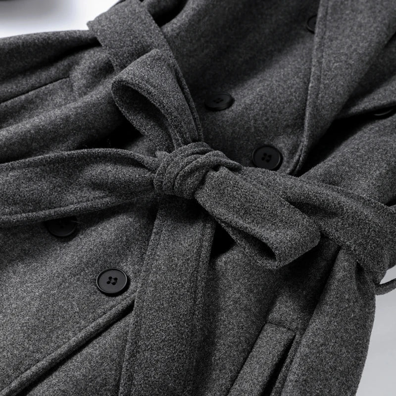 Wool Blend Longline Trench Coat
