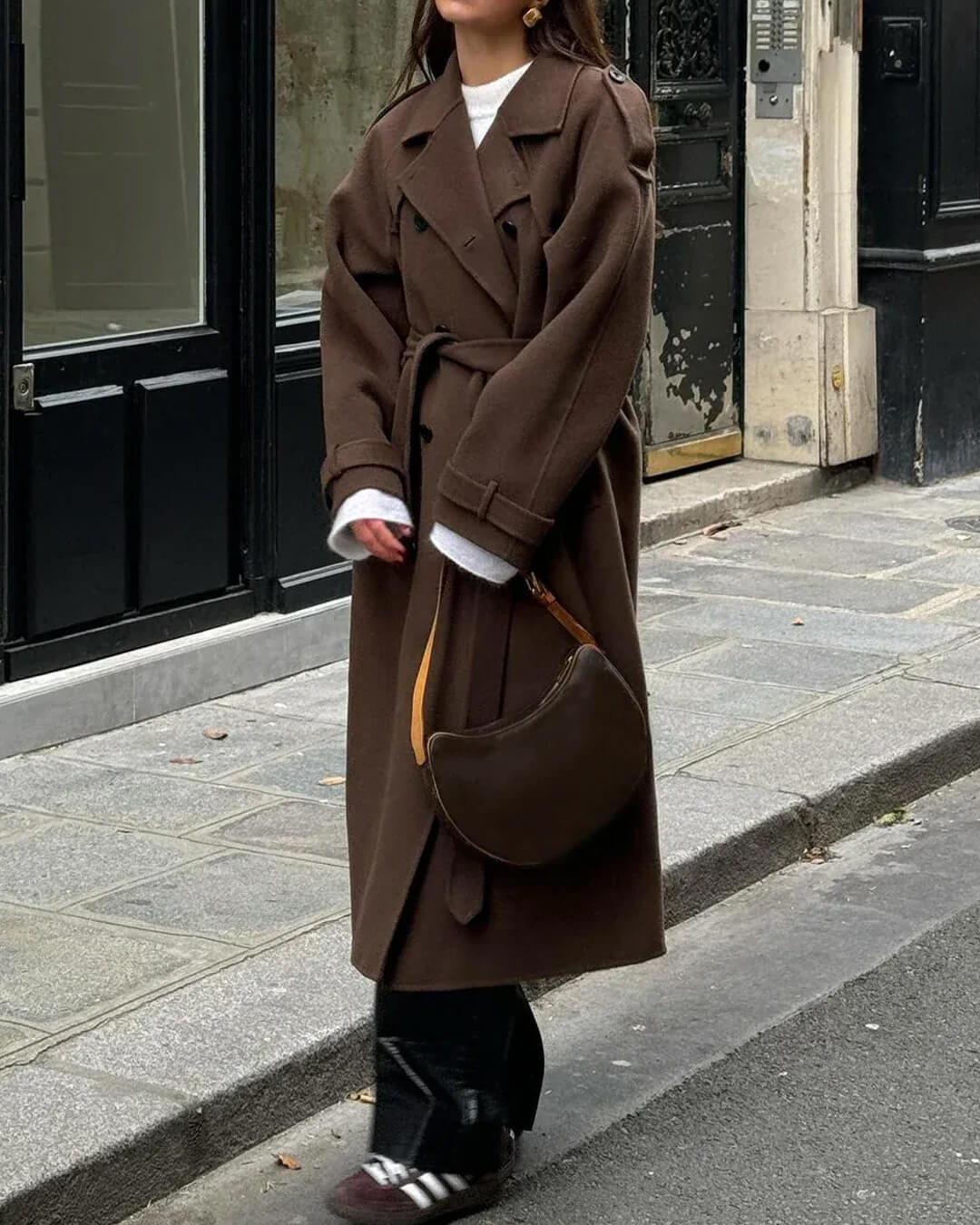 Wool Blend Longline Trench Coat