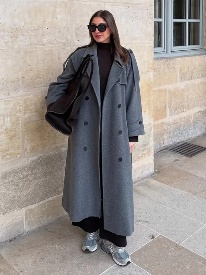 Wool Blend Longline Trench Coat