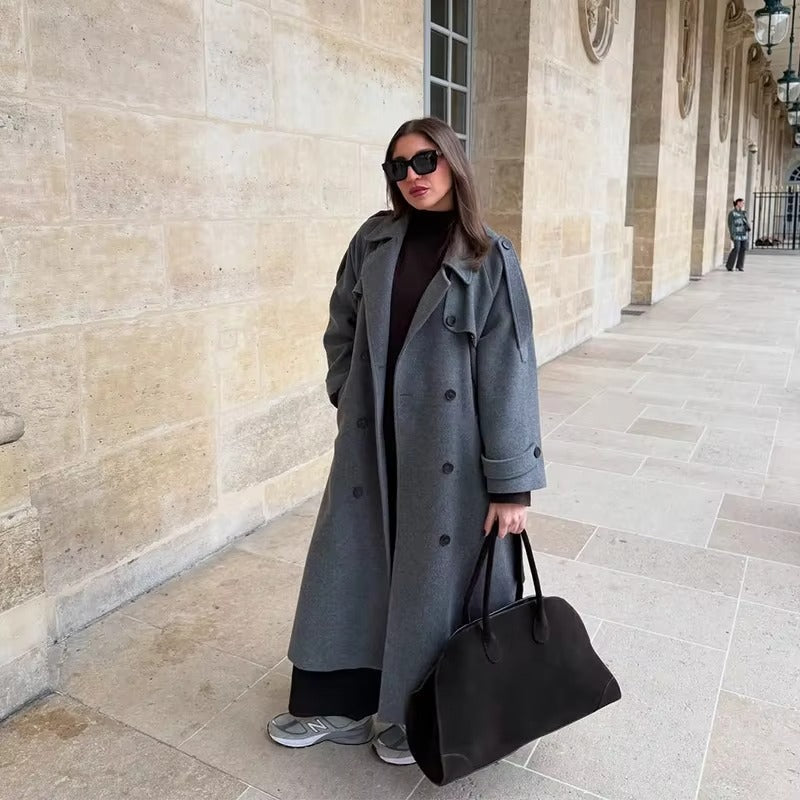 Wool Blend Longline Trench Coat