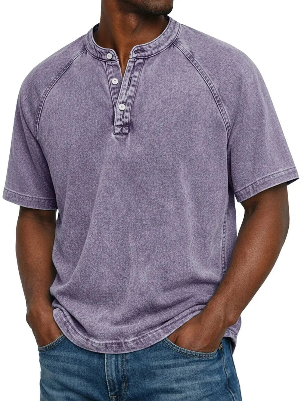 Men's Short-Sleeve Half-Button Casual Shirt