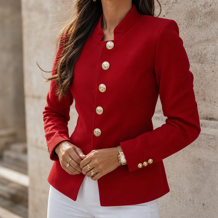 Gold Button Tailored Military Blazer
