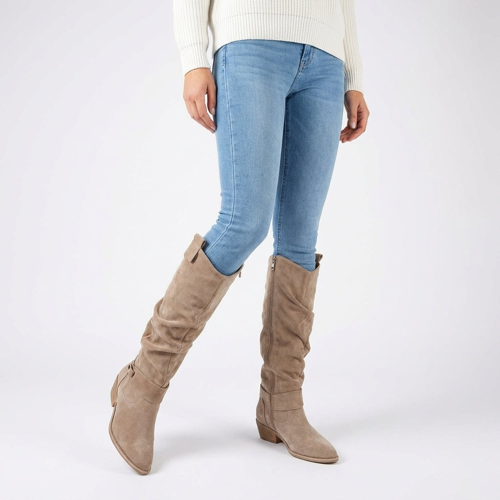 Women's Slouchy Suede Knee-High Western Winter Boots