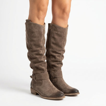 Women's Slouchy Suede Knee-High Western Winter Boots
