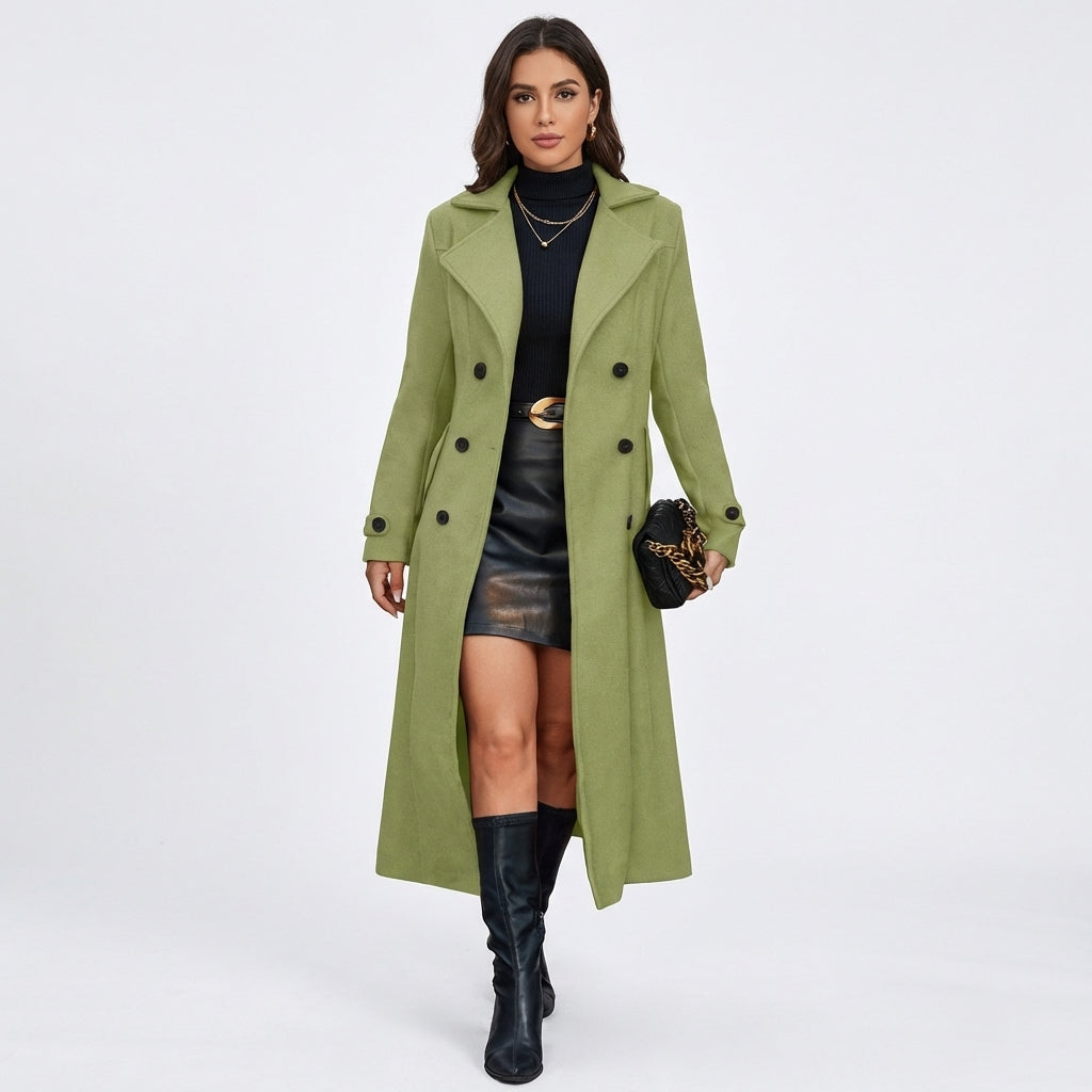 Double-Breasted Tailored Wool Blend Maxi Coat