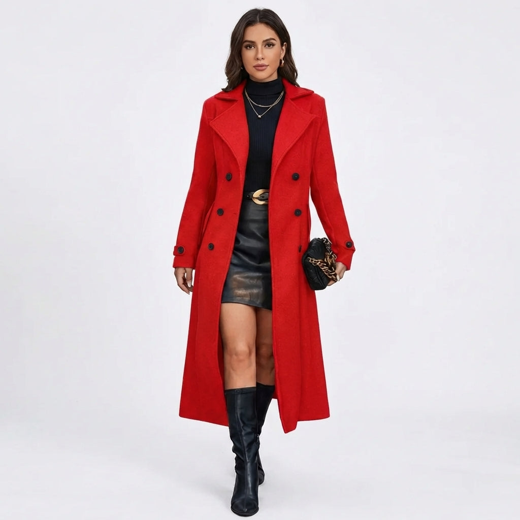 Double-Breasted Tailored Wool Blend Maxi Coat