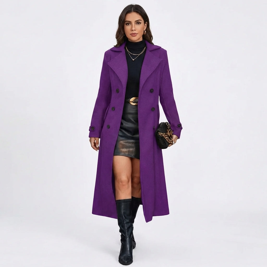 Double-Breasted Tailored Wool Blend Maxi Coat