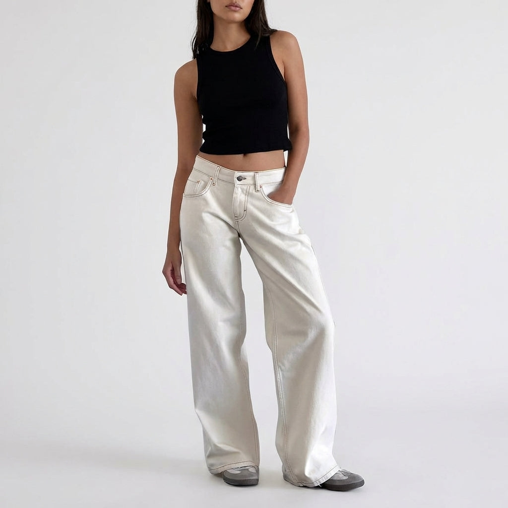 Low-Rise Wide-Leg Relaxed Denim Jeans