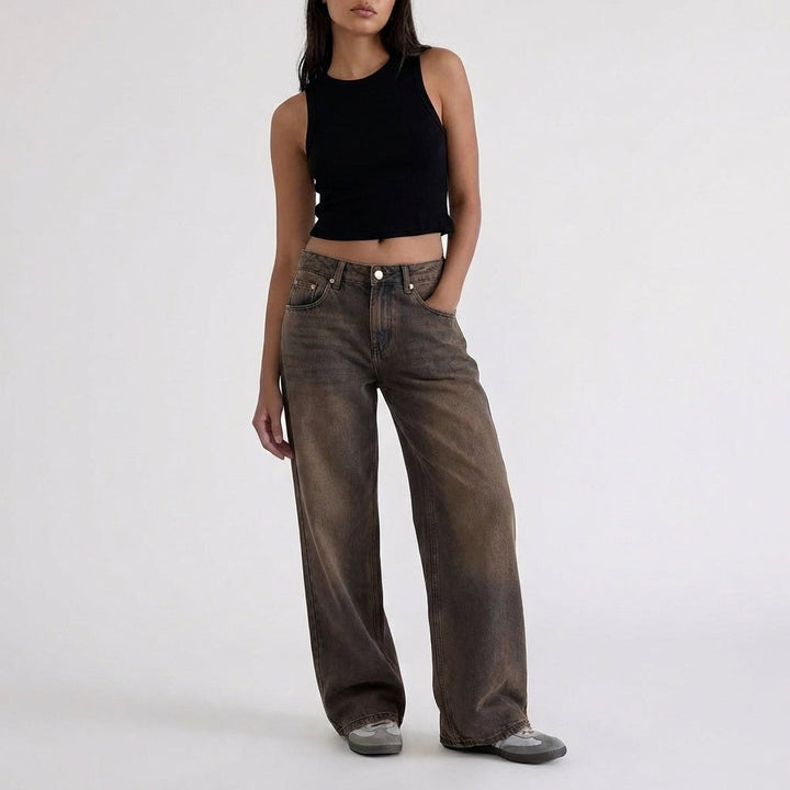 Low-Rise Wide-Leg Relaxed Denim Jeans
