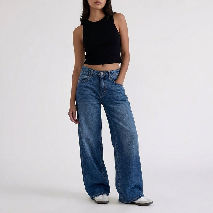 Low-Rise Wide-Leg Relaxed Denim Jeans
