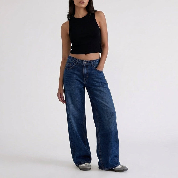 Low-Rise Wide-Leg Relaxed Denim Jeans