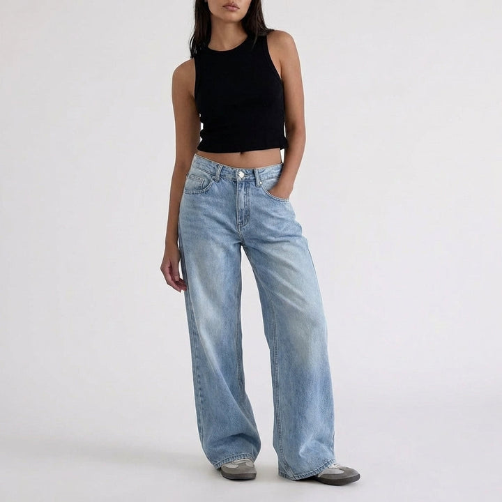 Low-Rise Wide-Leg Relaxed Denim Jeans