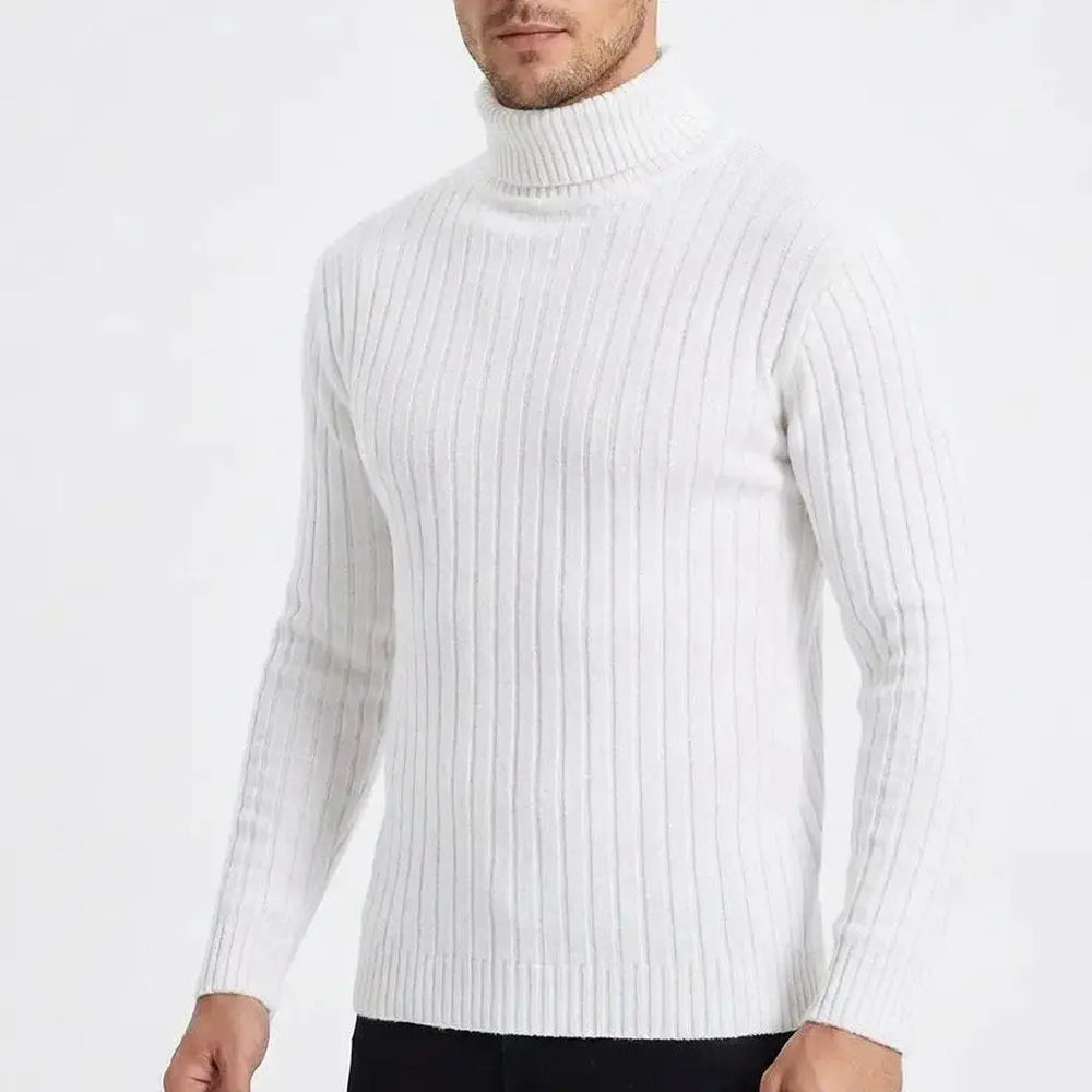 Men's Slim Fit Ribbed Turtleneck Roll Neck Knit Jumper Oxford and Hill