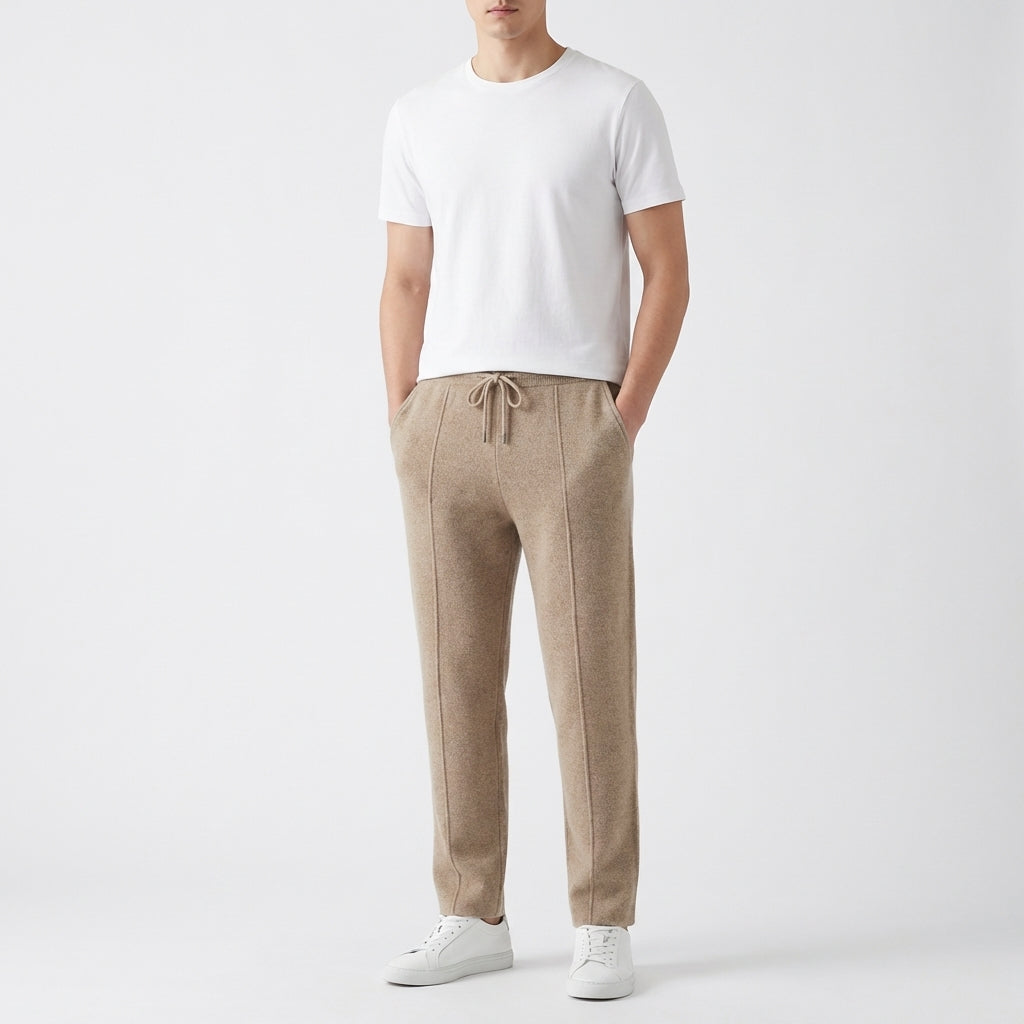 Men's Textured Knit Joggers with Front Seam Detail Winter
