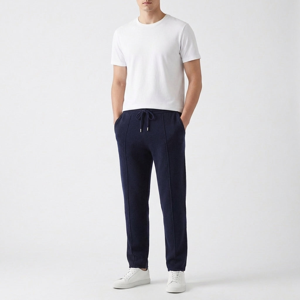 Men's Textured Knit Joggers with Front Seam Detail Winter