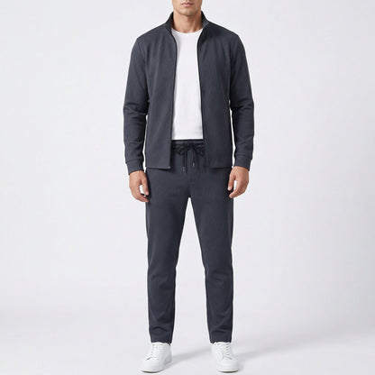 Men's Textured Slim-Fit Full-Zip Tracksuit and Joggers Winter Set